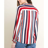 Umgee USA Women's Red, White and Navy Striped Shirt