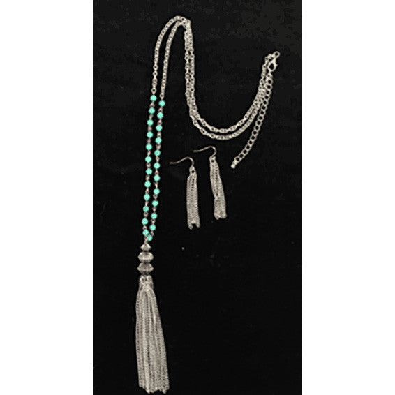 Silver Dangle Turquoise Set
