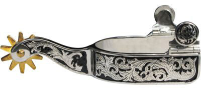 Showman Stainless Steel Black Inlay Spurs