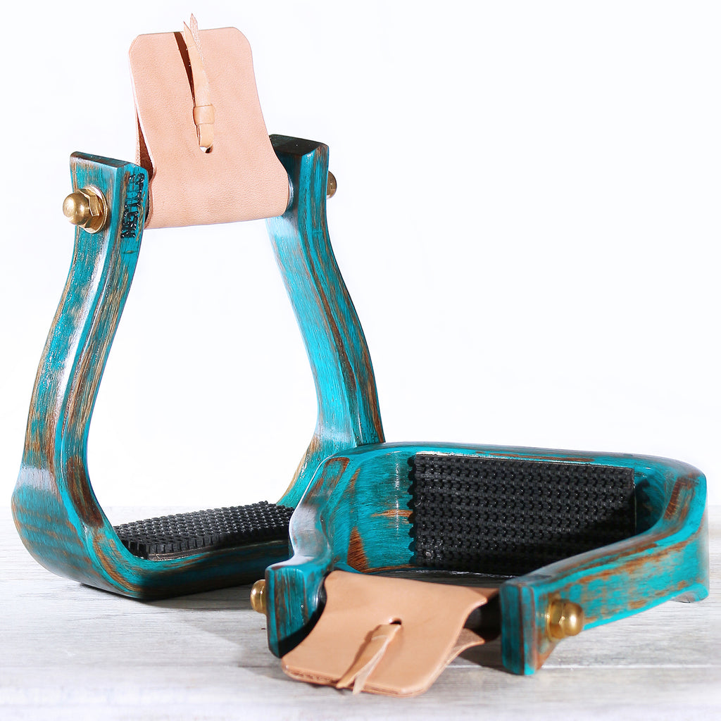 Nettles 2" Distressed Turquoise Stirrups