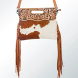 American Darling Tan and White Hide Fringe Purse