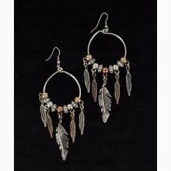 Hoop with Feathers Earrings