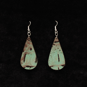 Turquoise and Brown Croco Drop Earrings