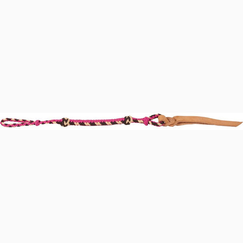 Mustang Brown, Pink, and Cream Nylon Braided Quirt