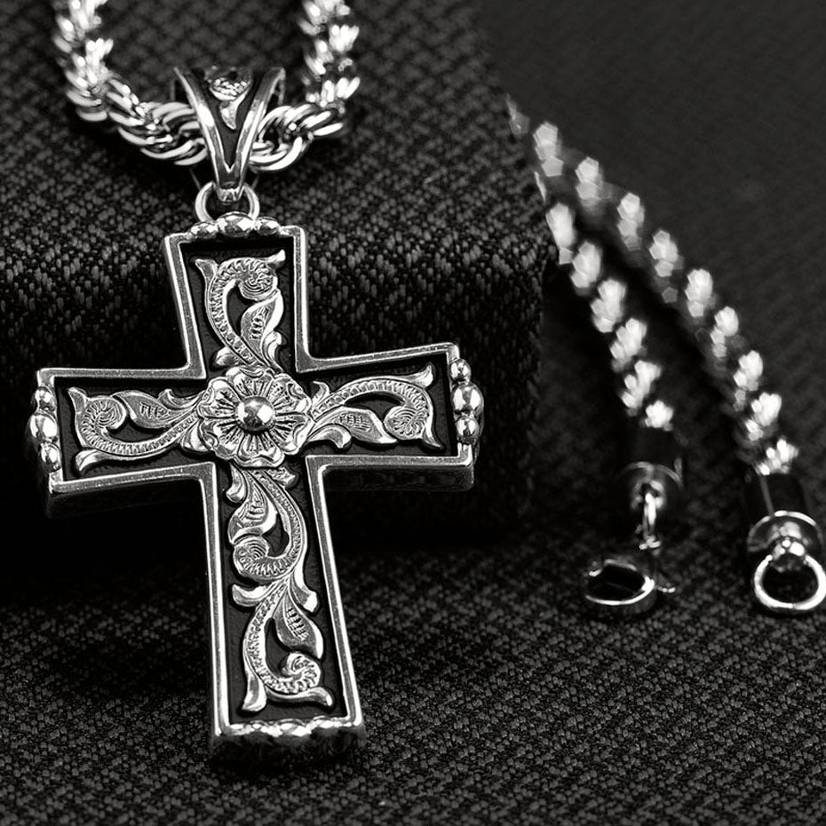 Twister Men's Scroll Cross Necklace