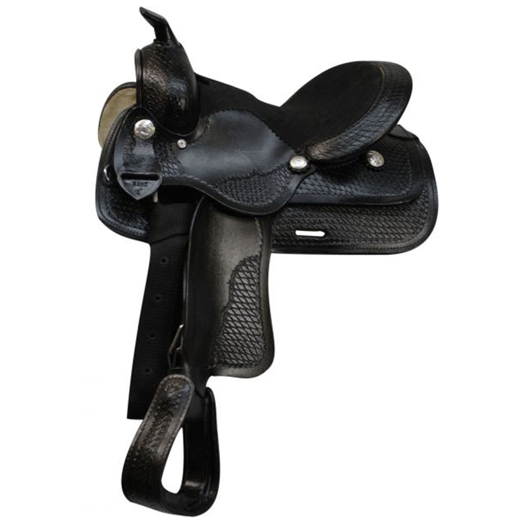  12" Black Pony Saddle with Basketweave Tooling 