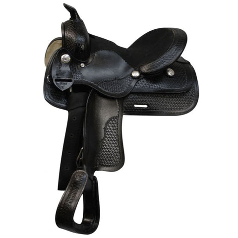  12" Black Pony Saddle with Basketweave Tooling 