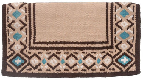 Tough-1 Tan/Teal Wool Saddle Blanket