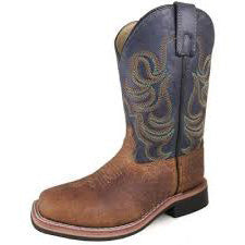Smoky Mountain Youth Brown and Navy Square Toe Boot