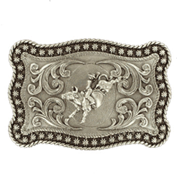 Nocona Silver Filigree Bull Rider Buckle