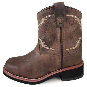 Toddler's Brown and Tan Barbwire Square Toe Boot