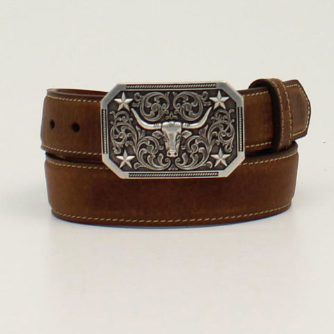 Kid's Brown Longhorn Buckle Belt