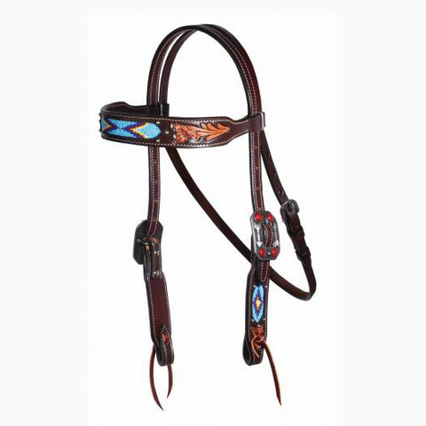 Professional's Choice Blue Beaded Aztec Browband