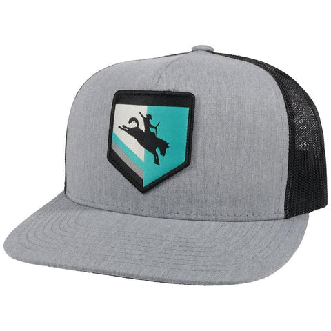 Hooey YOUTH Grey/Black Youth Cap-Turquoise Tibbs Cheyenne Patch