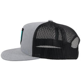Hooey YOUTH Grey & Black Youth Cap-Turquoise Tibbs Cheyenne Patch