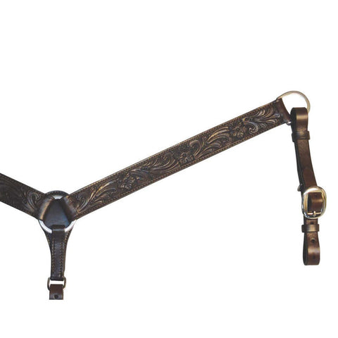 Circle Y Walnut Floral Tooled Breast Collar