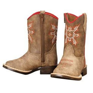 Double Barrel Toddler Brown and Red Aztec Clay Boot