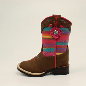 Blazin Roxx Camilla Toddler Brown with Pink Serape Square Toe