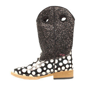 Kid's Pearl Polka Dot Square Toe Boots