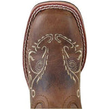 Youth Brown Embroidered Marilyn Square Toe Boots