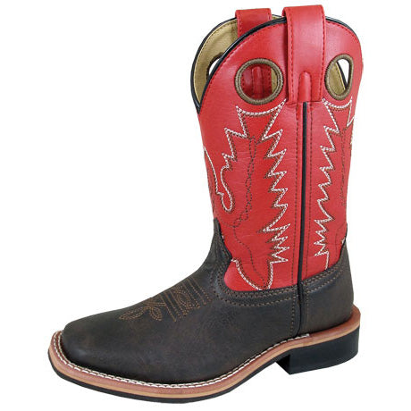 Smoky Mountain Kid's Chocolate and Red Blaze Square Toe Boot