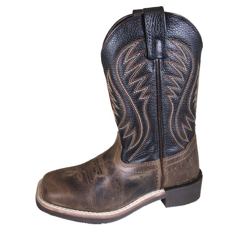 Smoky Mountain Kid's Brown Waxed Square Toe Boots