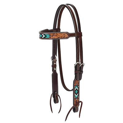 Weaver Leather Turquoise Floral Browband Headstall 