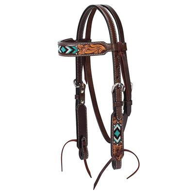 Weaver Leather Turquoise Beaded Pony Browband Headstall 