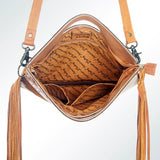 American Darling Tan and White Hide Fringe Purse