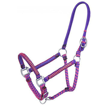Braided Cord Halter with Crystal Accents - Purple/Raspberry