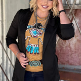 Texas True Callie's Aztec Thunderbird Tee-Antique Gold