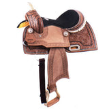 Youth Barrel Style Saddle with hand floral tooling
