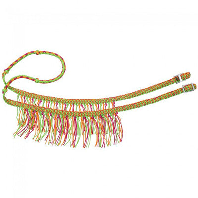 Tough 1 Neon  Knotted Competition Rein with Fringe