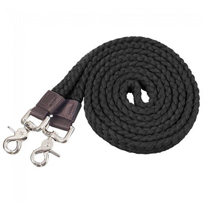 Tough 1 Black Cotton Roping Reins