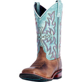 Dan Post Women's Brown and Turquoise Anita Square Toe Boot