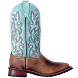 Dan Post Women's Brown and Turquoise Anita Square Toe Boot