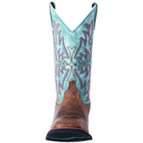 Dan Post Women's Brown and Turquoise Anita Square Toe Boot