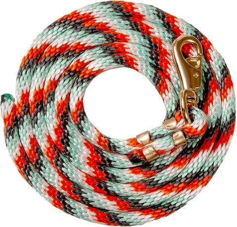9' Poly Lead Rope with Bull Snap - Orange/Grey/Turquoise