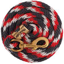 Poly Lead Rope/Solid Brass Snap  - Graphite/Red/White