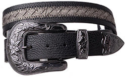 Women's Two Tone Weaved Leather Belt