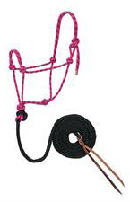 Weaver Diamond Braid Rope Halter and Lead - Raspberry/Black/White