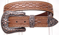 Kamberly Women's Brown Rhinestone Metal Stud Belt