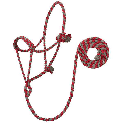 Weaver Leather Red and Charcoal Rope Halter with Lead