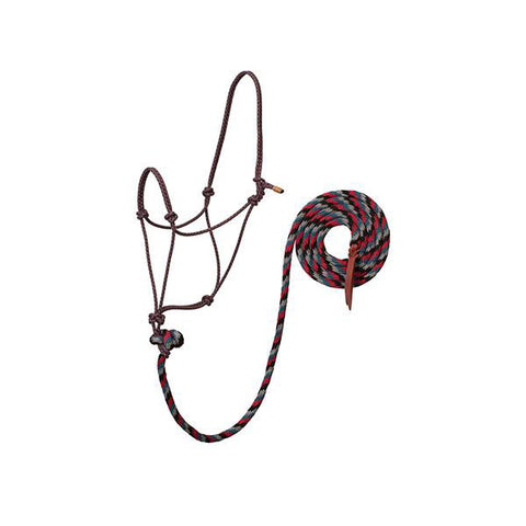 Weaver Charcoal and Red Bamboo Rope Halter with Lead