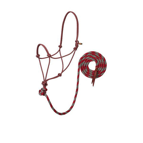 Weaver Red and Charcoal Bamboo Rope Halter with Lead