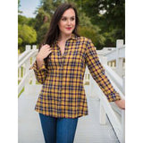Yellow Plaid with Gold Sequin Yoke Long Sleeve