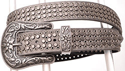 Women's Pewter Laser Cut Studded Belt