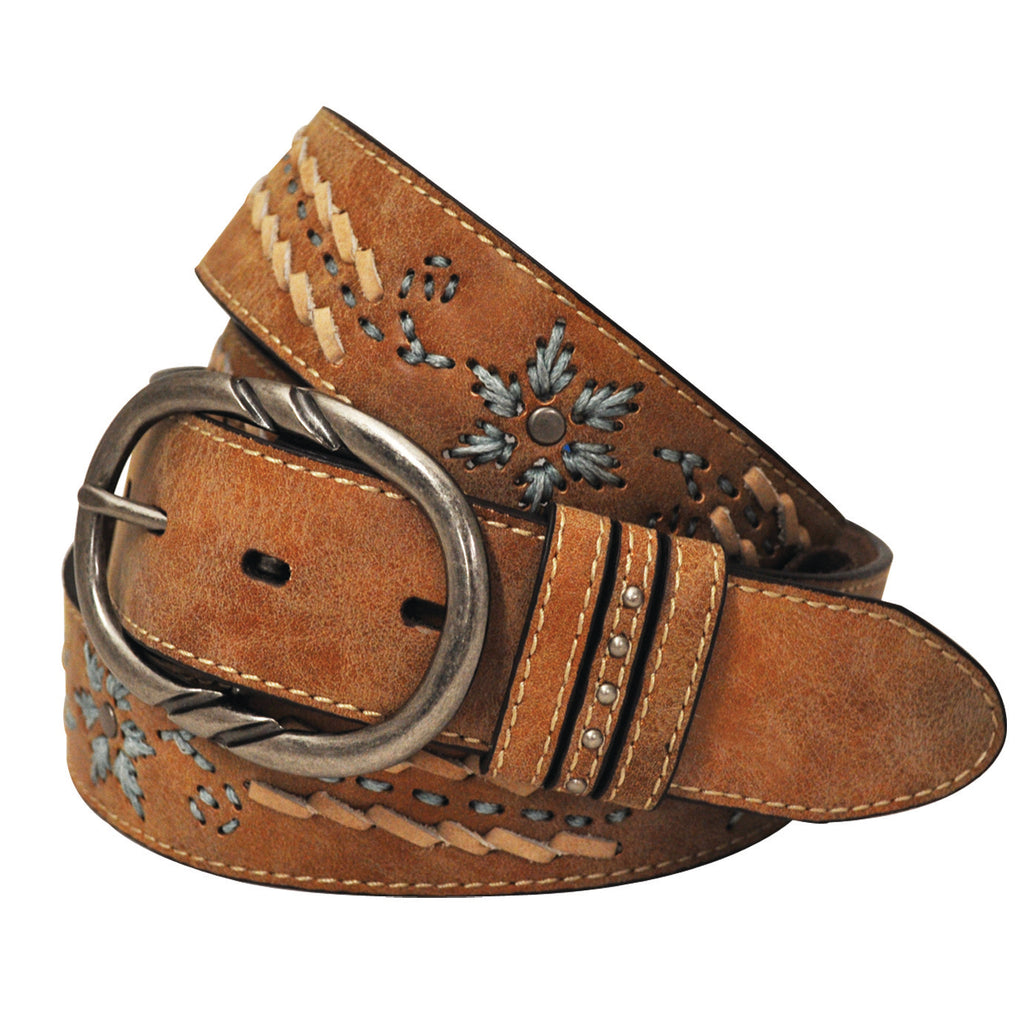 Cowgirls Rock Light Brown Embroidered and Laced Belt