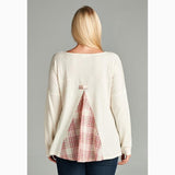 BD Collection Women's Ivory and Red Plaid Ruffle Shirt 
