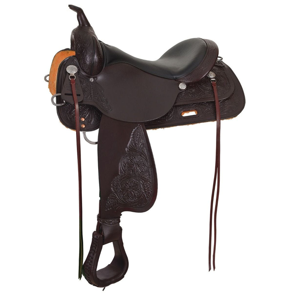 Circle Y 18-Inch-Wide Panel Tooled Trail Saddle